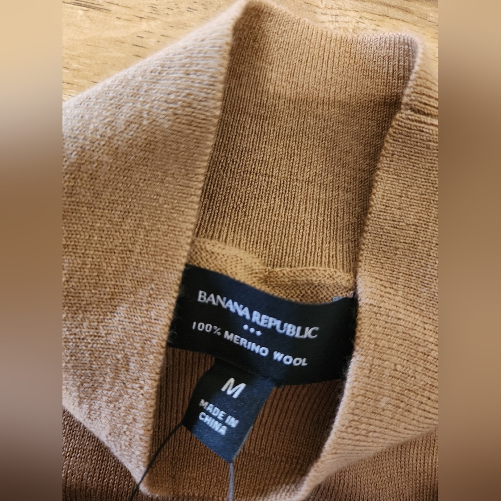 NWT Banana Republic 100% Fine Merino Wool Sleeveless Sweater Vest Women M Camel - Picture 5 of 9